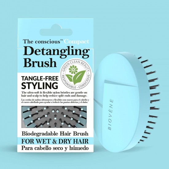 Detangling Brush Ocean Blue - Биоразградлив компактен мал чешел за лесно расчешлување - Син