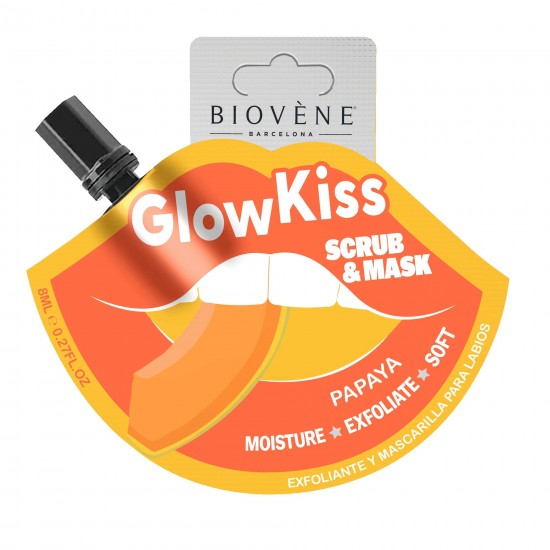 GLOW KISS-SCRUB & MASK PAPAYA - Пилинг и маска за усни со вкус на папаја 8ml