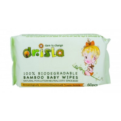 BAMBOO BABY WIPES-100% BIODEGRADABLE - Бамбусови биоразградливи влажни шамивчиња - 60парч.