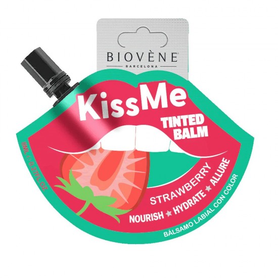 KISS ME Strawberry Tinted Lip Balm - Балзам за усни со вкус на јагода