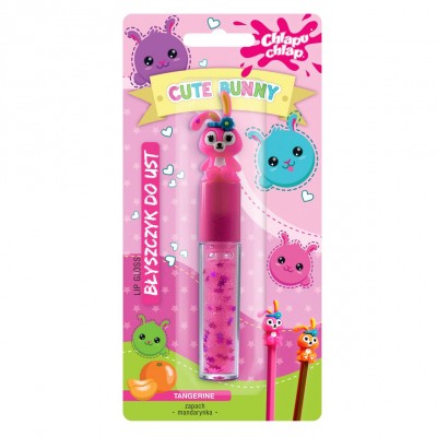 Cute Bunny Lip Gloss Rainbow Tangerine - Сјај за усни со зајаче (украс за молив) со вкус на Мандарина
