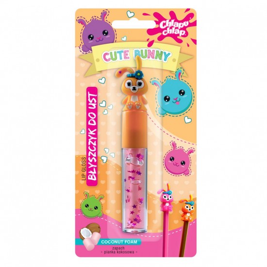 Cute Bunny Lip Gloss Rainbow Coconut - Сјај за усни со зајаче (украс за молив) со вкус на Кокос